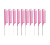 petjoyful 10pcs Rat Tail Combs Fine Teeth Prevent Static Smoothing Handle Pointed Hair Parting Combs