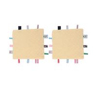 petjoyful 2 pezzi coperta di sicurezza con etichette per neonati in puro cotone particelle 3D per lo sviluppo sensoriale coperta comfort per bambini con etichette colorate (Gialla)