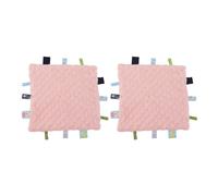 petjoyful 2 pezzi coperta di sicurezza con etichette per neonati in puro cotone particelle 3D per lo sviluppo sensoriale coperta comfort per bambini con etichette colorate (Rosa)