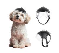 PETLESO Casco per cane con occhiali per cane, resistente casco per rivetti, protezione UV, occhiali da sole trasparenti di piccola taglia, cuccioli