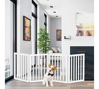 Petmaker Cancello autoportante per animali domestici, 4 pannelli, color crema, staccionata pieghevole per porte