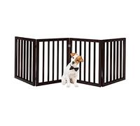 PETMAKER Cancello per animali domestici, cancello per cani, per porte, scale o casa, autoportante, pieghevole, a fisarmonica, in legno MDF, per interni, recinzione per cani (4 pannelli, marrone)