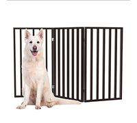 PETMAKER Cancello per animali domestici, cancello pieghevole a 3 pannelli per scale o porte, 137 x 81 cm, staccionata indipendente per cani e gatti (marrone)