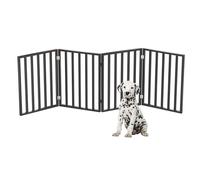 PETMAKER - Cancello per cani pieghevole a 4 pannelli per scale, corridoi o porte, 183 x 61 cm, in legno, autoportante, colore nero