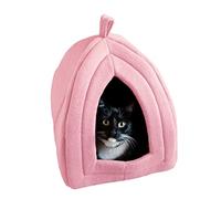 Petmaker Cuccia per gatti con cuscino in schiuma rimovibile, tenda per animali domestici, per cuccioli, conigli, porcellini d'India, ricci e altri piccoli animali (rosa)