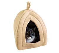 Petmaker Cuccia per Gatti con Cuscino in Schiuma Rimovibile, Tenda per Animali Domestici, per Cuccioli, Conigli, porcellini d'India, Ricci e Altri Piccoli Animali (Marrone Chiaro)