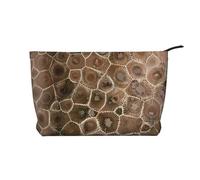 Petoskey Stone - Borsa per il trucco in velluto a coste con chiusura a cerniera, multifunzione, 22 x 7 x 17 cm, per viaggi, campeggio, vacanze, fitness, Nero , Taglia unica