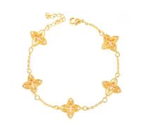 PetPong Bracciale da donna, con quadrifoglio, placcato oro 18 carati, con quadrifoglio, collana a forma di quadrifoglio, adatto come regalo di compleanno e San Valentino