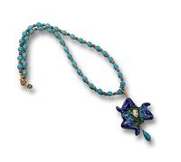 Petra d'amuri Collana Sicilia Trinacria in Ceramica di Caltagirone e Turchese Hand Made in Sicily by