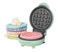 Petra PT4214GRNVDEEU7 macchina per waffle e mini waffle, piastre antiaderenti, ricetta americana o belga, macchina elettrica da 550 W, piastre da 11,5 cm per dolci e salati, verde pastello
