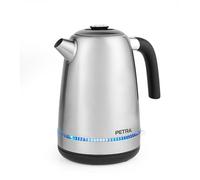 Petra PT5557VDE Bollitore Lumie da 1,7 L-Base girevole a 360°, Illuminazione a LED, Senza BPA, Filtro Anticalcare, Sensore di ebollizione a secco, Spegnimento automatico, Acciaio inossidabile,2200W