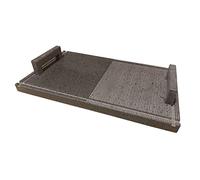 Petrantiqua® Piastra Refrattaria Artigianale Barbecue in Pietra Lavica Etna con Manici Rigata e Liscia Ottima per Carne Pesce e Verdure Scanalatura di Scolo (50x30 Spessore 2 Cm)