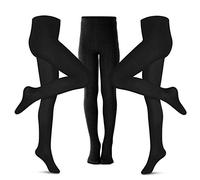 Petrass Collant per ragazze Bambino Cavo lavorato a maglia Cotone senza cuciture Balletto Leggings per bambina, Colore: nero, 3 pezzi., 5-6 Anni