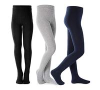 Petrass Ragazza collant bambino treccia cotone senza cuciture danza balletto bambino ragazza leggings 3 pezzi, Marine/Grau/Schwarz, 5-6 Anni