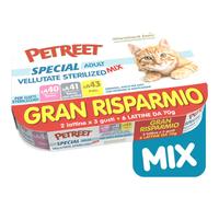 Petreet Vellutate Special Cat Sterilized Maxi Scorta 6x70 gr 2x Tonno 2x Tonno e surimi 2x Pollo - 1° ORDINE? scegli lo sconto BZR5 / BZR20 + 200 punti fedeltà