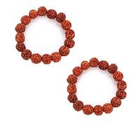 Petrichor - Braccialetti di perline Rudraksha a 5 facce (confezione da 2) - Catena di moda quotidiana