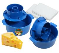 PetriStor Kit per la preparazione del formaggio, 2 stampi per formaggio con stantuffo blu e garza in cotone, cestino per la produzione di formaggi, stampo per formaggio, stampo per formaggio, stampo
