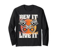 Petrolhead Tuning Auto Drifting Motorsport Rev It Live It Maglia a Manica