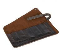 Petromax Borsa portaposate per viaggi e campeggio | 5 pezzi in pelle bovina colorata | Borsa arrotolabile con occhiello in metallo