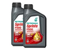 Petronas Kit 2X Sprinta Olio Motore Semi Sintetico Moto Scooter 4 Tempi F500 15W-50-2 Confezioni da 1L