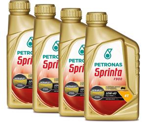 Petronas Kit 4X Sprinta Olio Motore 4T 100% Sintetico F900 10W-40 per 4 Tempi -