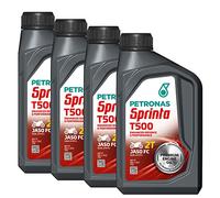Petronas Kit 4X Sprinta T500 Olio Motore Semi Sintetico per Moto e Scooter 2 Tempi - 4 Confezioni da 1 Litro
