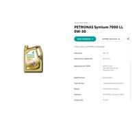 Petronas Syntium 7000 LL 0W-30-ACEA C3 BMW LL-04 -VW 504.00/507- 5Litri