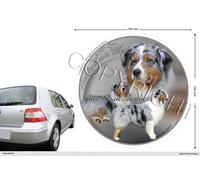 Pets-easy Adesivo per cane circolare, 10 cm, Australian-Shepherd-Blu