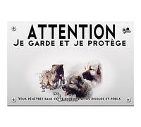 Pets-easy - Cartello “Attenzione al cane”, motivo: pastore del Caucaso (lingua francese)