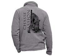 Pets-easy Giacca In Pile con Un Cinghiale, Caccia Passione - Abbigliamento da Caccia personalizzato con Gioco, grigio, 4XL