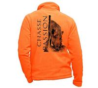 Pets-easy Giacca in pile con un cinghiale, caccia passione - abbigliamento da caccia personalizzato con un gioco, Orange Fluo, 44-46