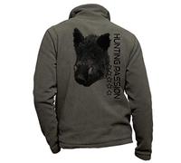 Pets-easy Giacca in pile con uno Sanglier e Hunting Passion - vestito da caccia personalizzato con una gibier, cachi., 3XL