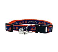 Pets First MLB Cat Collar New York Mets Satin Cat Collar Baseball Collar per cani e gatti. Un colletto di gatto lucido e colorato con ciondolo a camp