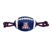 Pets First University of Arizona Football Dog Toy Tough Quality Nylon Materials Strong Pull Ropes Inner Squeaker Collegiate Team Color