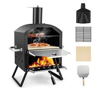 PETSITE Forno per pizza da esterno, forno per pizza a pellet con pietra per pizza da 30,5 cm e copertura impermeabile, design a 2 piani, macchina per pizza portatile in acciaio inox per esterni