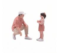 PETSOLA 2 Pezzi Figurine di Padre e Figlio Dipinto a Mano Modellini di Persone Realistico Statuette per Modellisti