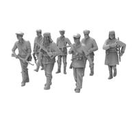 PETSOLA 7 Pieces Soldatini Sovietici Monopezzo Miniature Soldati Seconda Conflitto Mondiale Dettagli Scolpiti Collezionismo Militare per Diorama, 1/64 3CM