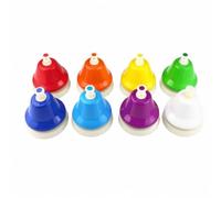 PETSOLA 8 Pezzi Campanello Musicale con Pulsante Metallico Campana a Mano con Base Bianca Facile da Usare per Studenti Scuola Campanello per Bambini, Stile A