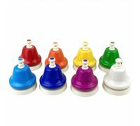 PETSOLA 8 Pezzi Campanello Musicale con Pulsante Metallico Campana a Mano con Base Bianca Facile da Usare per Studenti Scuola Campanello per Bambini, Stile C