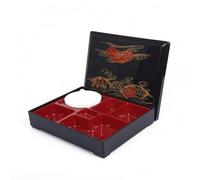 PETSOLA Bento Giapponese Melamina Bento Quadrato Nero e Rosso Lunch Box a Scomparti