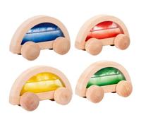 PETSOLA Blocco Sensoriale in Legno Visivo | Auto Sensoriale per Bambini con Inserto Trasparente, Didattico, Macchinina Didattica Non Elettrica, attività Sensoriali