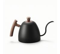 PETSOLA Bollitore con Beccuccio a Collo di Cigno Preciso Bollitore a Collo di Cigno Manuale per Professionisti Del Caffè, Casa, Cucina, Array, Nero, Manico In Legno
