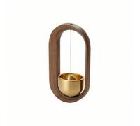 PETSOLA Campanella con Telaio in Legno Minimalista Campanello per Porta Piacevole Scacciapensieri in Legno per Ingresso, Black Walnut