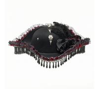 PETSOLA Cappello da Pirata con Teschio e Piume Strutturato Cappello da Pirata con Pennacchio Durevole a Tre Punte in Feltro per Cosplayer, Carnevale, color to 3, size to 3