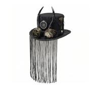 PETSOLA Cappello Steampunk con Occhialini Gotico Cappello a Cilindro con Occhialini Retrò per Feste in Maschera, Nero, M（56-58cm）