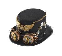 PETSOLA Cappello Steampunk con Occhialini Morbido Cappello a Cilindro Steampunk Sofisticato per Carnevale, Servizi Fotografici