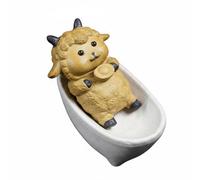 PETSOLA Ceramica Soprammobile Statuetta Pecora Tea Pet Ornamento per Cerimonia Del Tè in Argilla da Innaffiare per Creare Atmosfera Accogliente Adatta a, Giallo