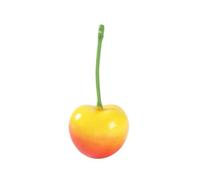PETSOLA Ciliegia Finta in Schiuma Realistica Ciliegia Decorativa con Gambo Verde Non Deperibile Frutto Simulato per Operatori di Ripresa, Rosso Giallo, 4J Singolo
