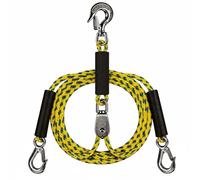 PETSOLA Cima da Rimorchio Marina Acciaio Inox, Corda Da Traino 2.4m Con Doppio Gancio, Maniglia Nera E Corda Gialla E Blu