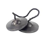 PETSOLA Coppia di Cimbali da Dito con Fascia Elastica Risonante Strumento a Percussione Manuale in Bronzo Spirituale Piatto Tingsha per Mezione, S Bronzo Nero Dito